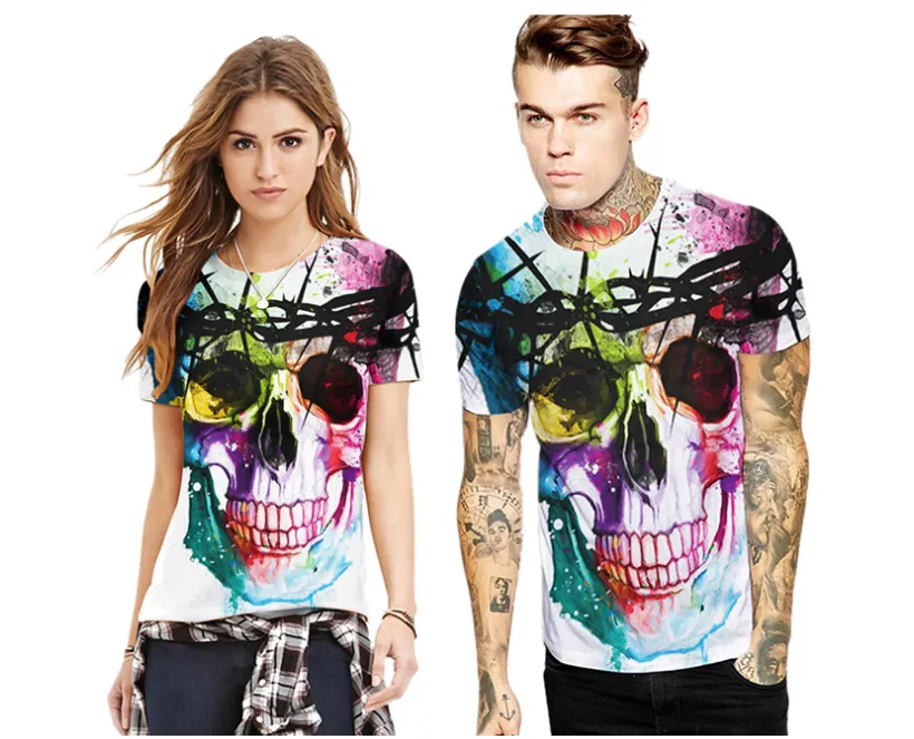 Skull print casual Lovers T-shirt