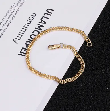Popular men's jewelry 18K gold necklace bracelet set