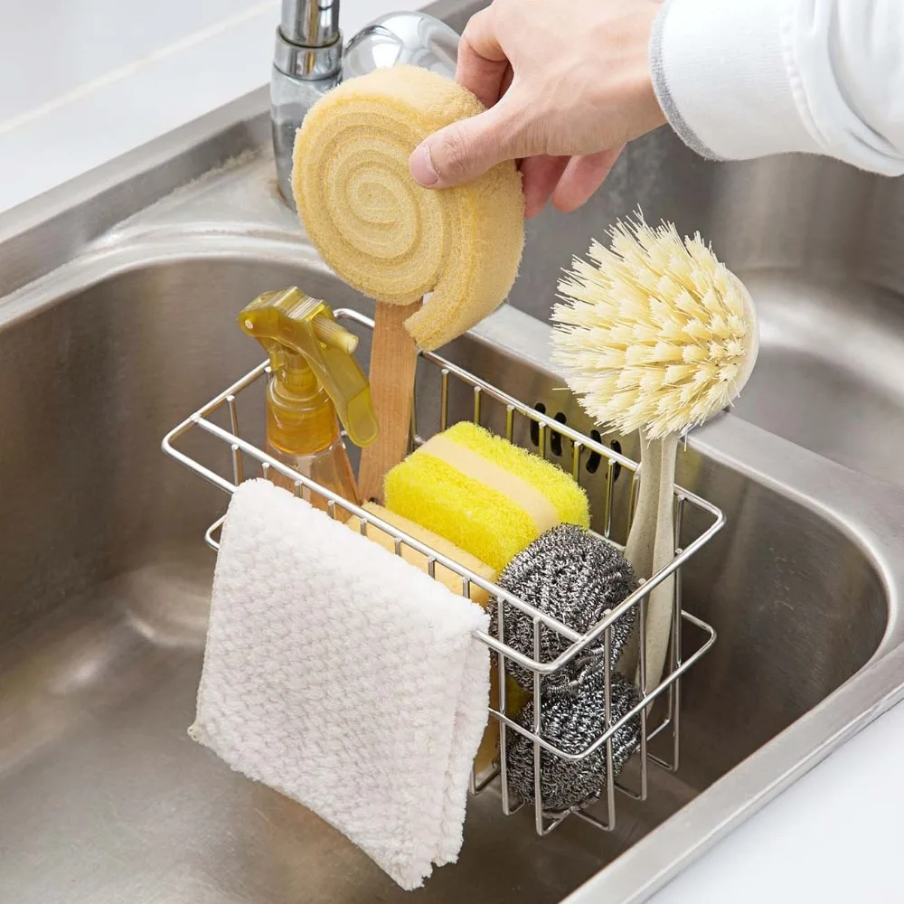 Stainless steel sink shelf rag drain rack