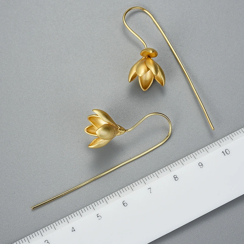 Female Magnolia Flower Sterling Silver Earrings