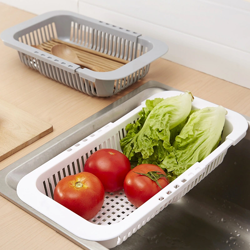 Retractable Sink Drain Rack Shelf Kitchen Plastic Vegetable And Fruit Drain Basket