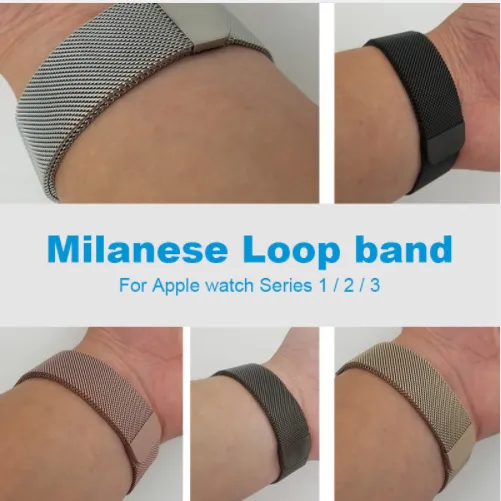 Milanese Loop Band forwatch 42mm  Link Bracelet Strap Magnetic adjustable buckle with adapter for iwatch Series 3 / 2