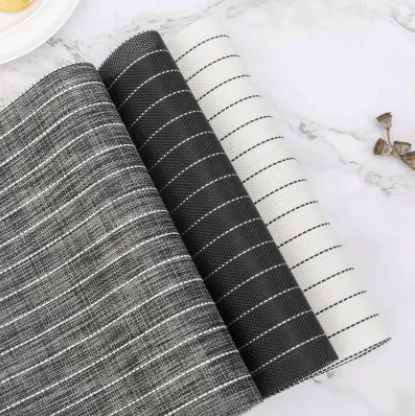 Black and white striped solid color household table mats Theme restaurant table mat waterproof and environmentally friendly PVC insulation placemat