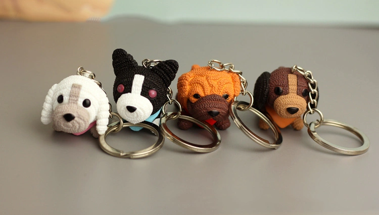 wool dog solid PVC doll keychain bag pendant