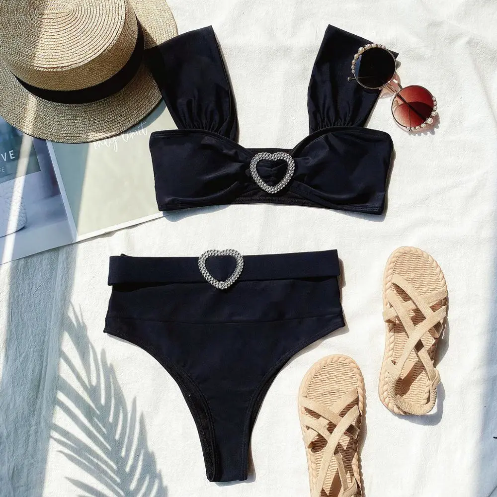 Solid color love swimsuit