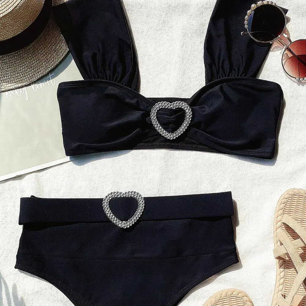Solid color love swimsuit