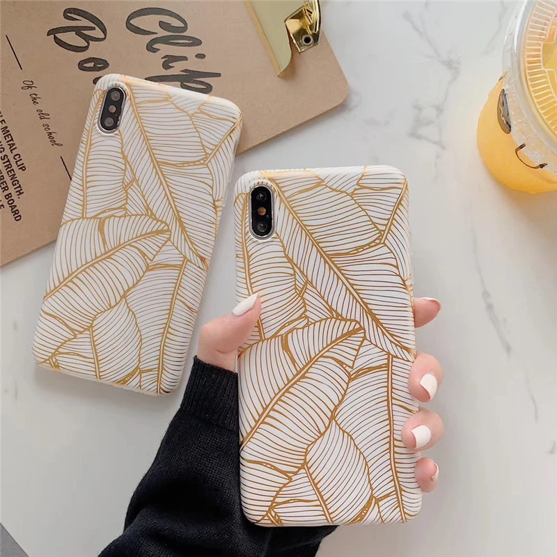 Compatible with Apple , Silicone electroplated golden leaf phone case