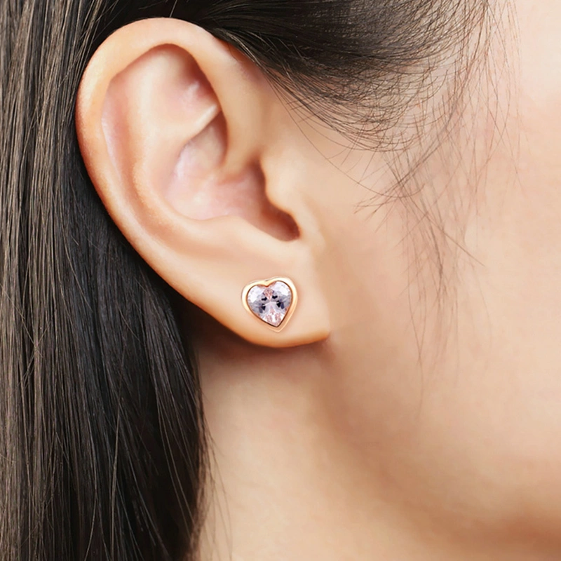 Round Stud Earrings Zircon Micro-Inlaid Gold Earrings