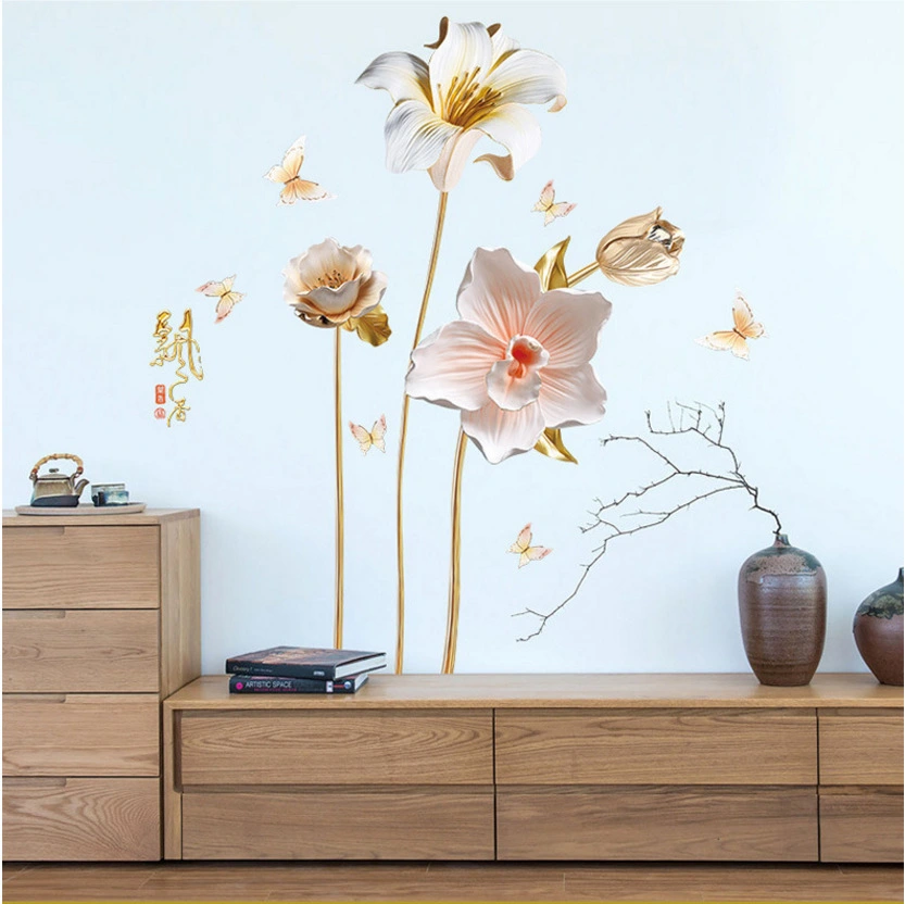 Orchid Fragrant Wall Stickers Relief Effect TV Background Wall