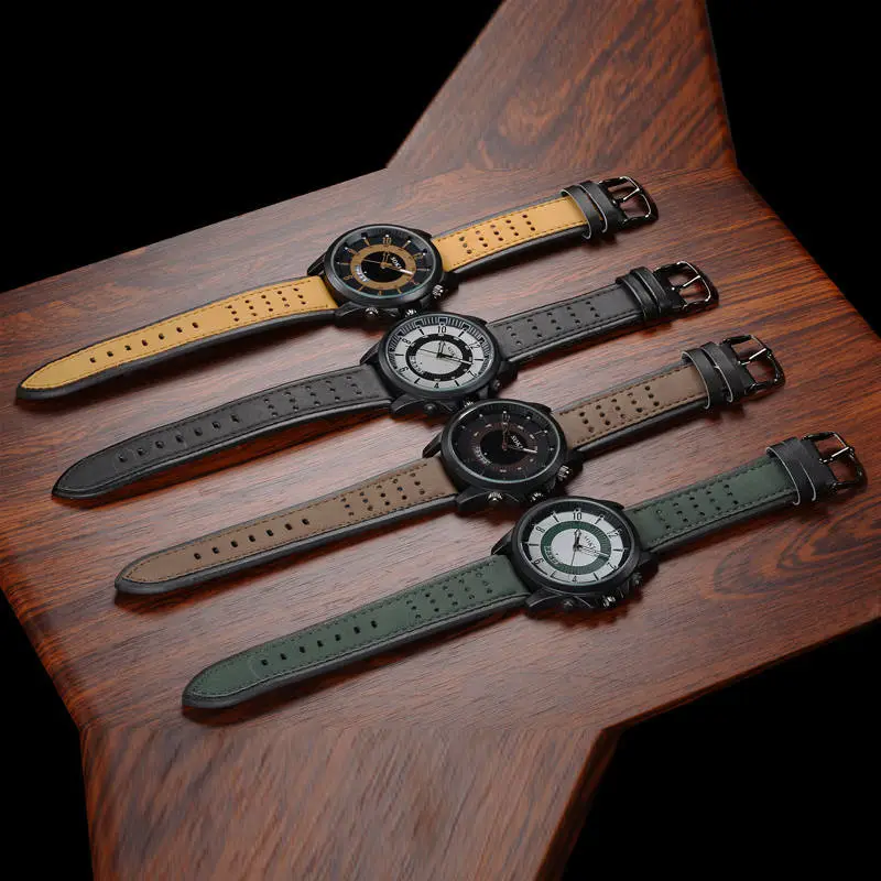 Men's watch with large dial frosted belt