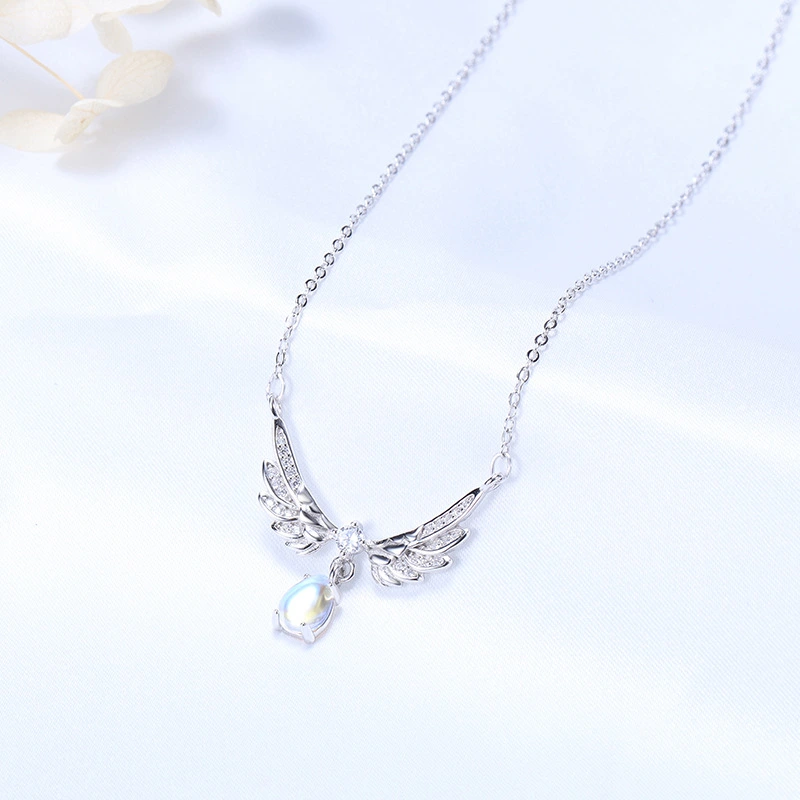 Angel wings Moonstone necklace