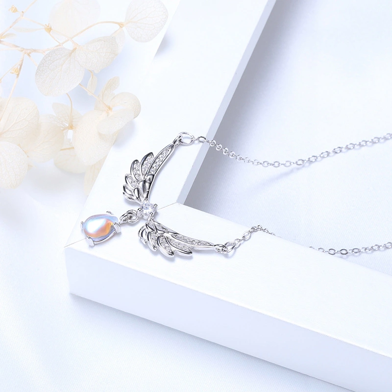 Angel wings Moonstone necklace