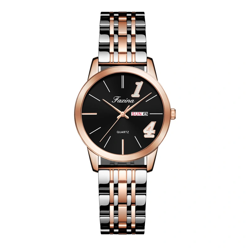 Steel band waterproof couple quartz watch