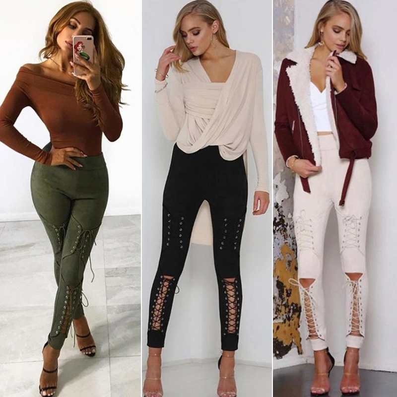 Cutout slim skinny pants and pencil pants