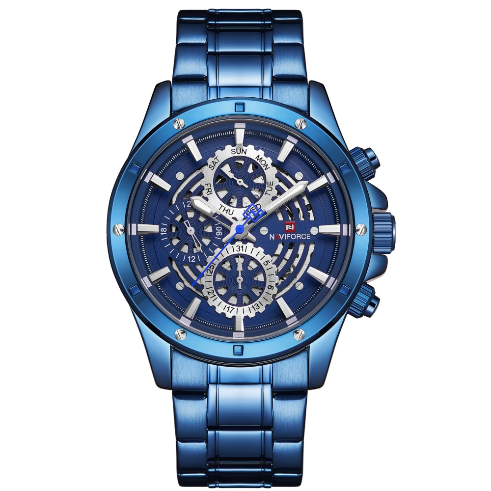 Multi-function three-eye quartz watch