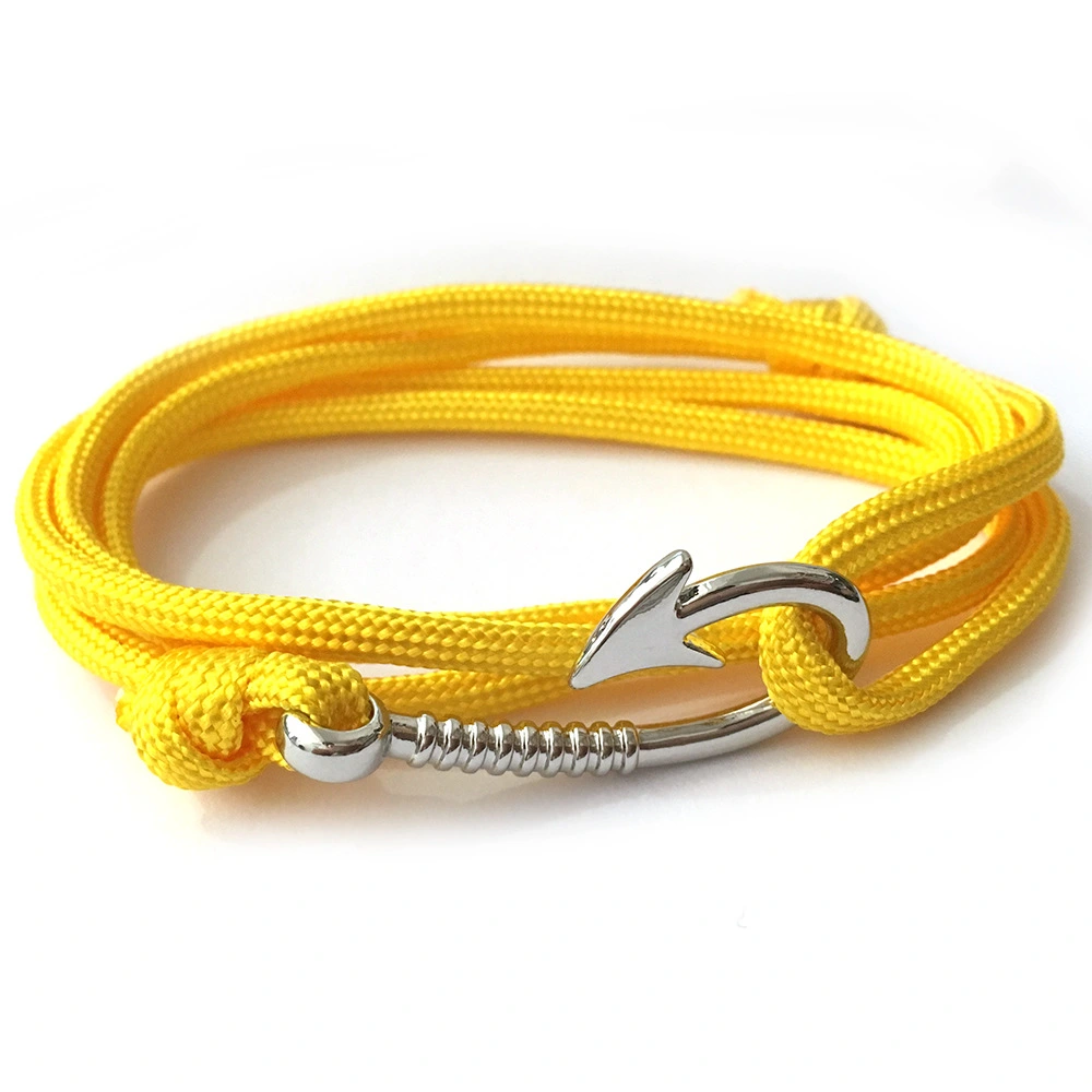 Fish Hook And Anchor Nylon Umbrella Rope Bracelet