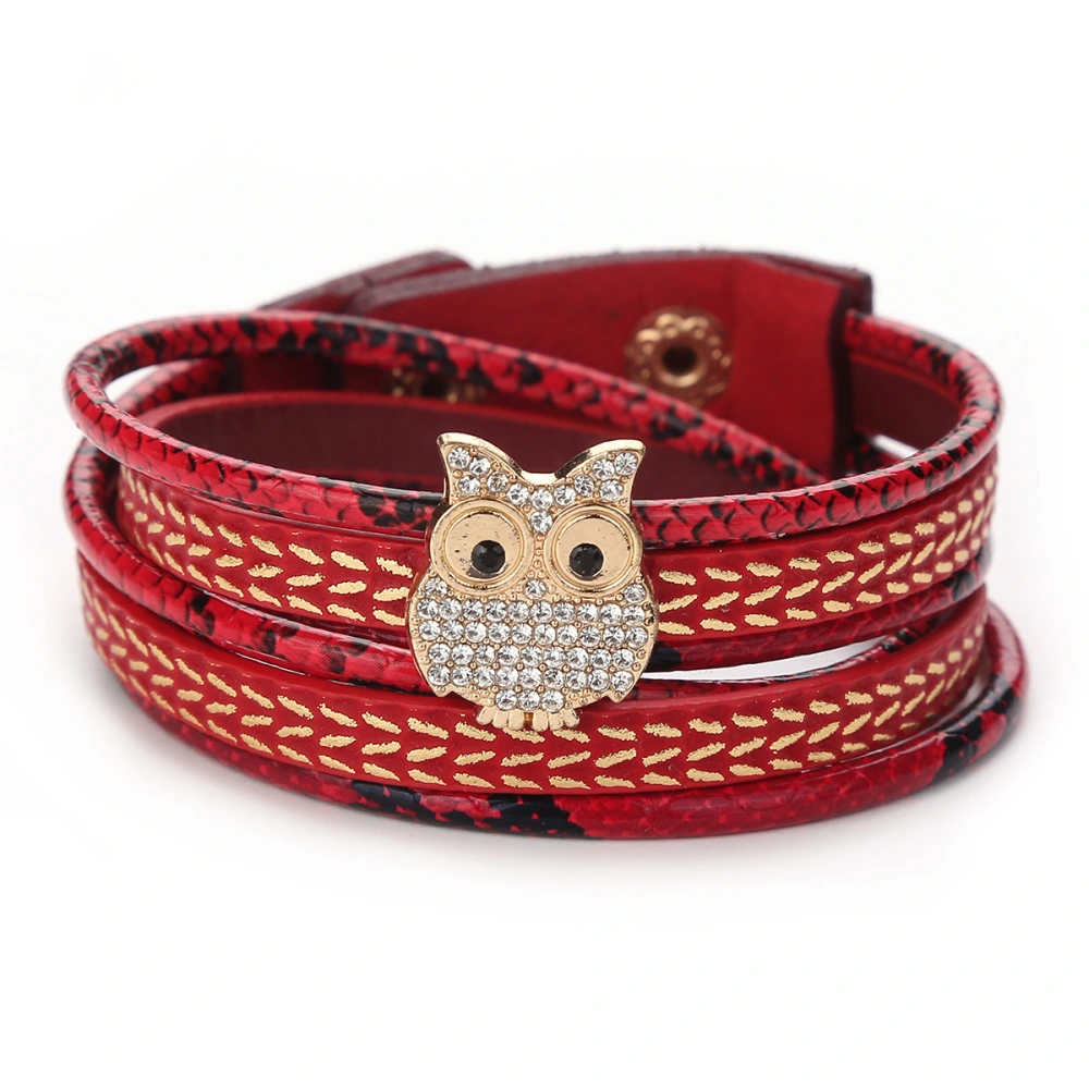 Owl Rhinestone Korea Velvet Button Bracelet PU Leather Snake Alloy Multicolor Bracelet