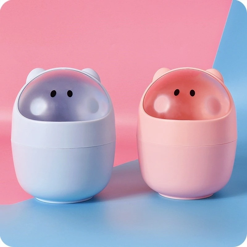 Creative Cartoon Desktop Mini Trash Can Home Decoration Desktop Storage Flip Detachable Small Trash Can Dust Car Garbage Case