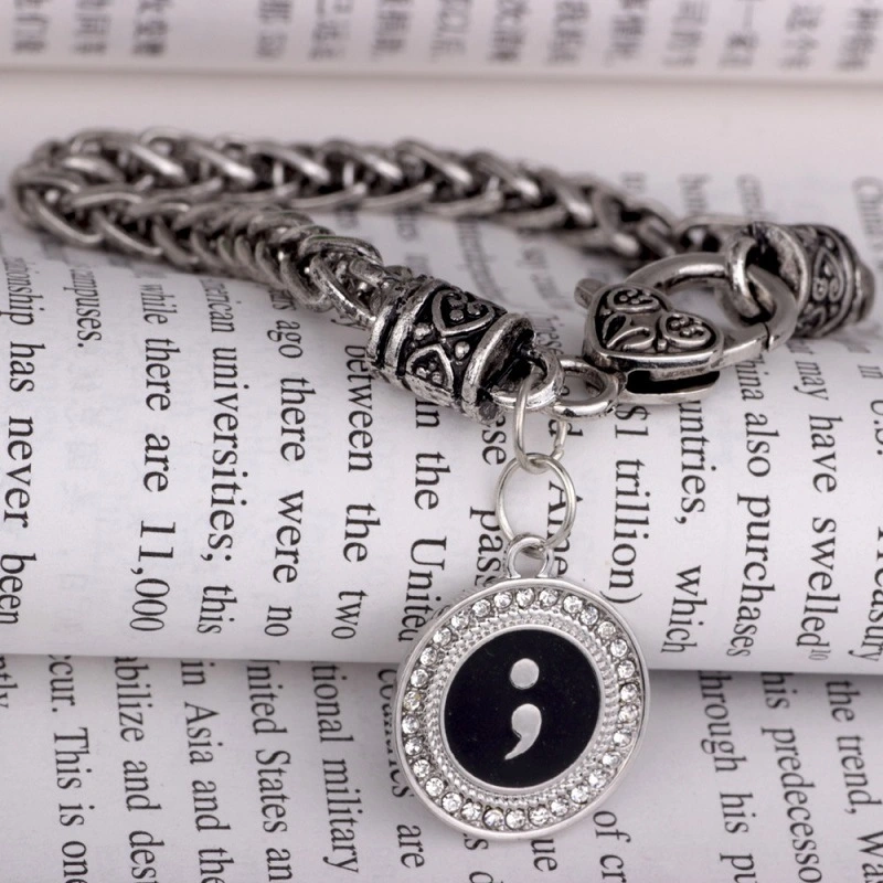 Semicolon Bracelet Dripping Oil Semicolon Pendant Bracelet