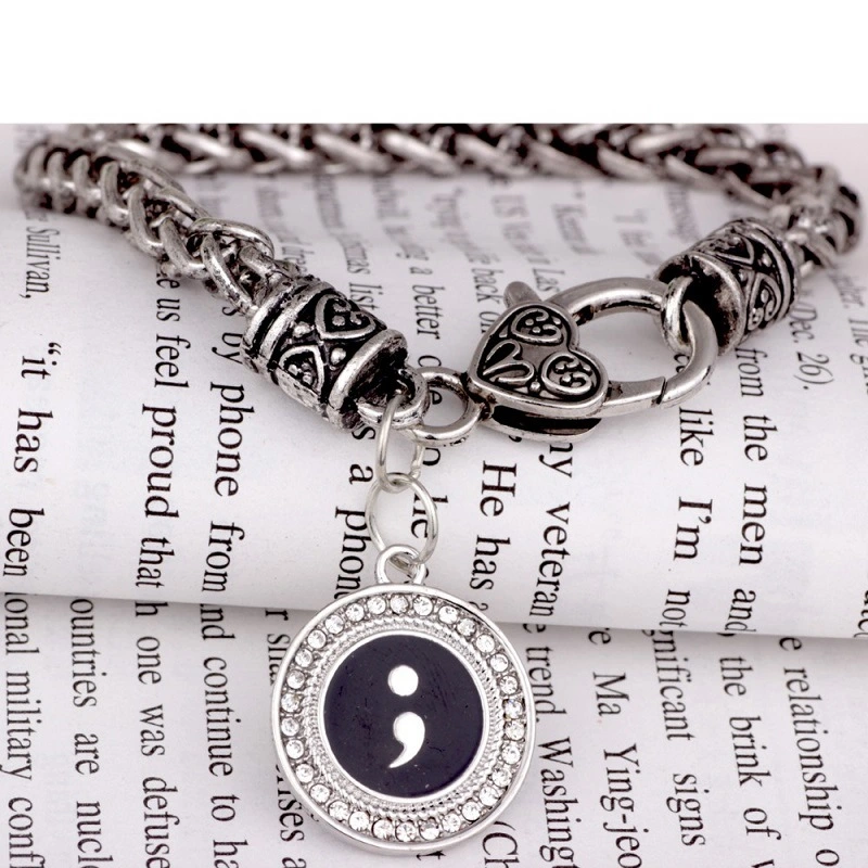 Semicolon Bracelet Dripping Oil Semicolon Pendant Bracelet