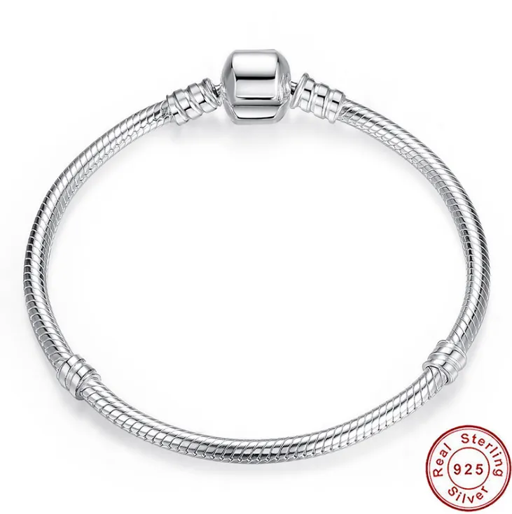 925 sterling silver classic accessories diy chain round snake bone bracelet