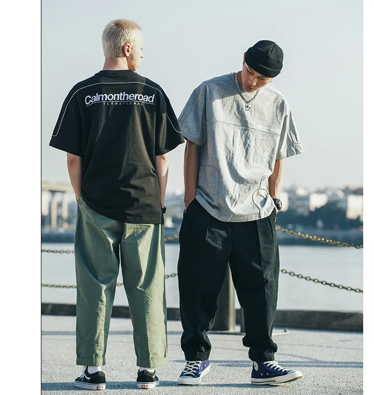 Men's Letter Embroidered Loose Short Sleeve