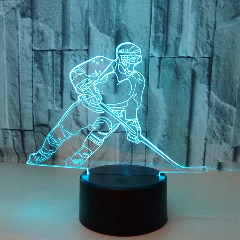 Hockey player touching 3D visual stereo light