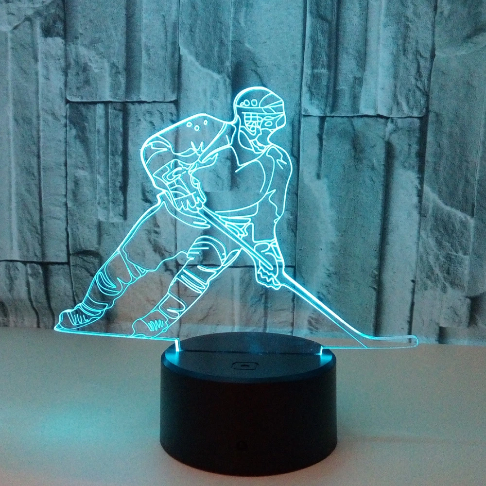 Hockey player touching 3D visual stereo light