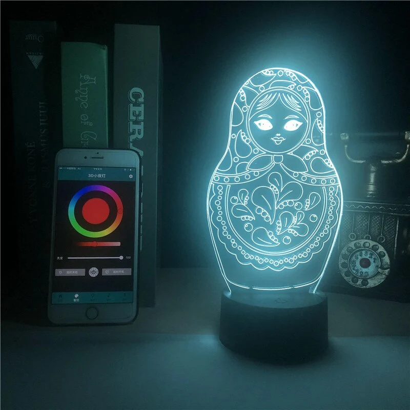 Clock Base Table Lamp Russian Doll National Atmosphere Festival Light Bright Base Nightligh Christmas Decor Visual Light Lamp