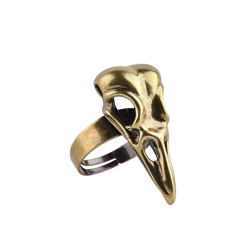 Bird skull ring crow bird head ring