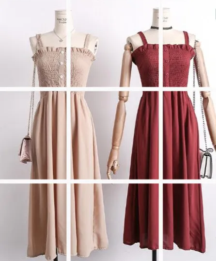 Long dress with suspenders