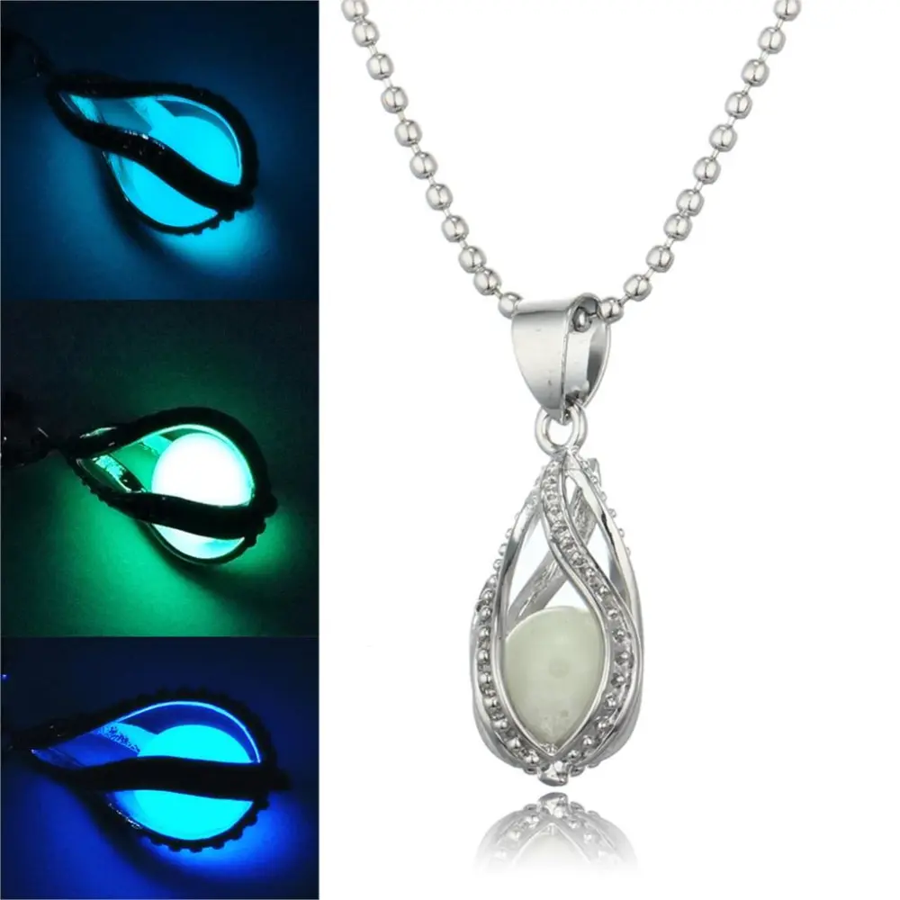 Fashion Night Glowing Spiral Drop Shape Necklace