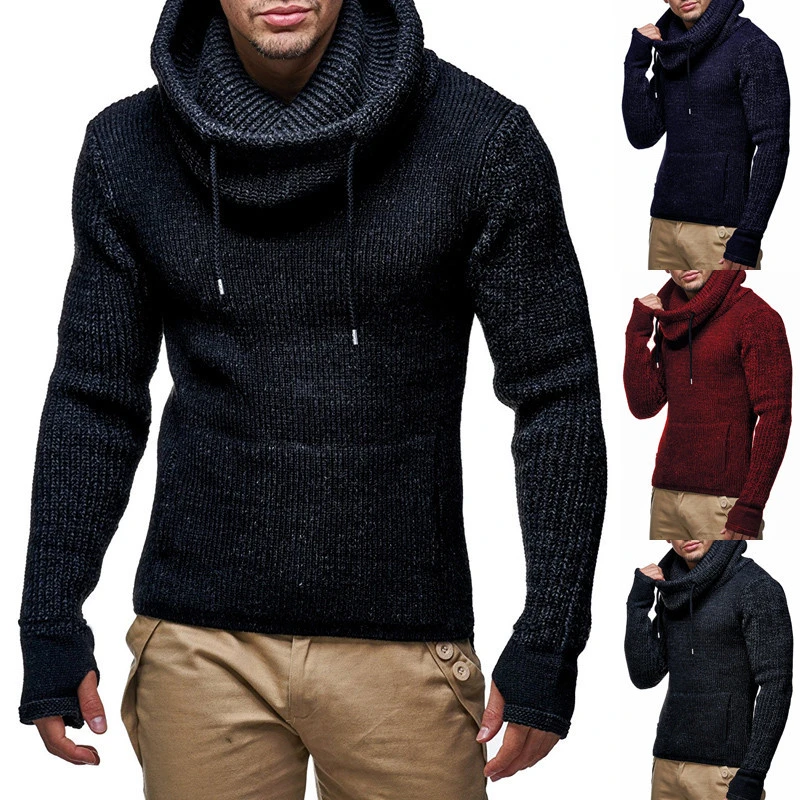 Hooded thick turtleneck sweater