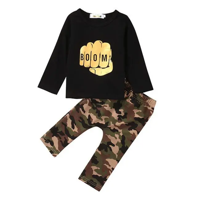 BOOM Camo Pants Top Set Of 2 Baby Outfits