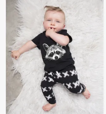 New baby clothes cotton animal bear European and American children clothes pants set