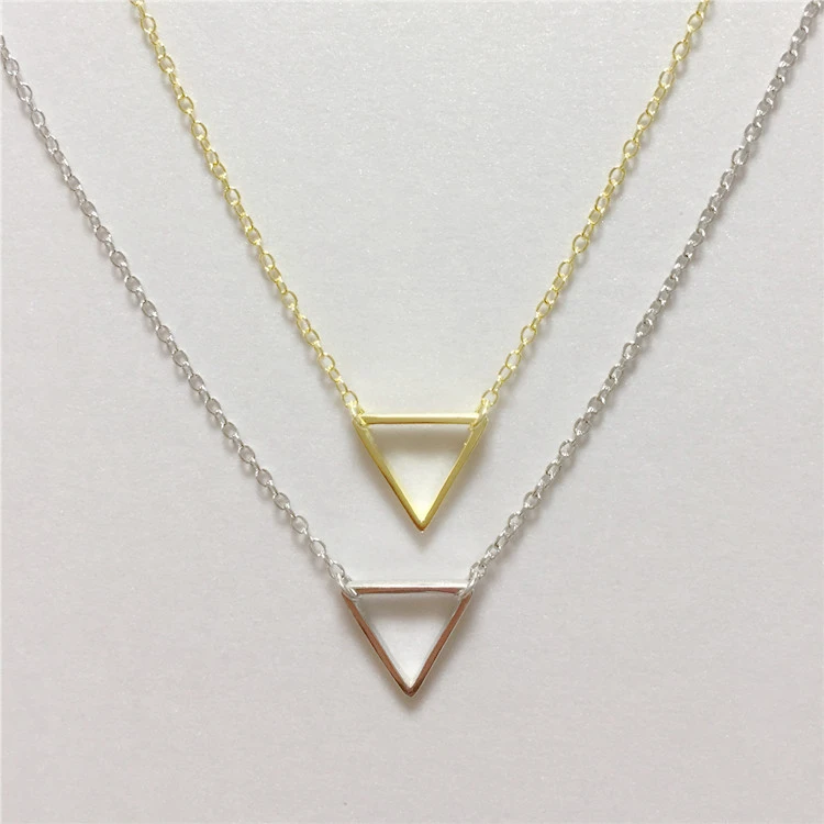 Fashion geometric hollow triangle necklace pendant