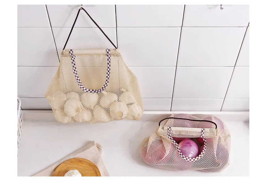 Kitchen vegetable storage mesh bag household multi-purpose creative fruit wall hanging bag can be hanging onion garlic storage bag