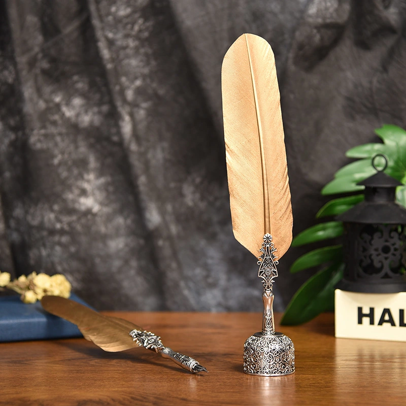 Vintage feather gift pen set