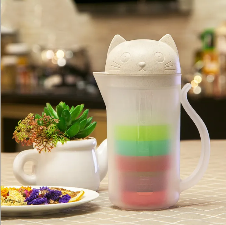 Cat Water Cup Kettle Set Plastic Bottles Environmentally Portable Teapot with Filter 