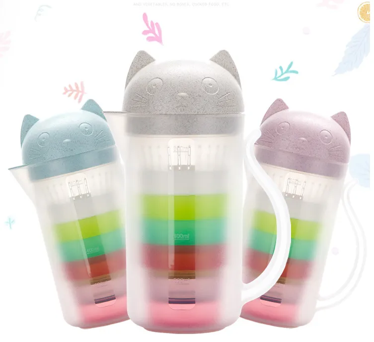 Cat water bottle kettle set plastic household heat-resistant explosion-proof portable teapot with filter