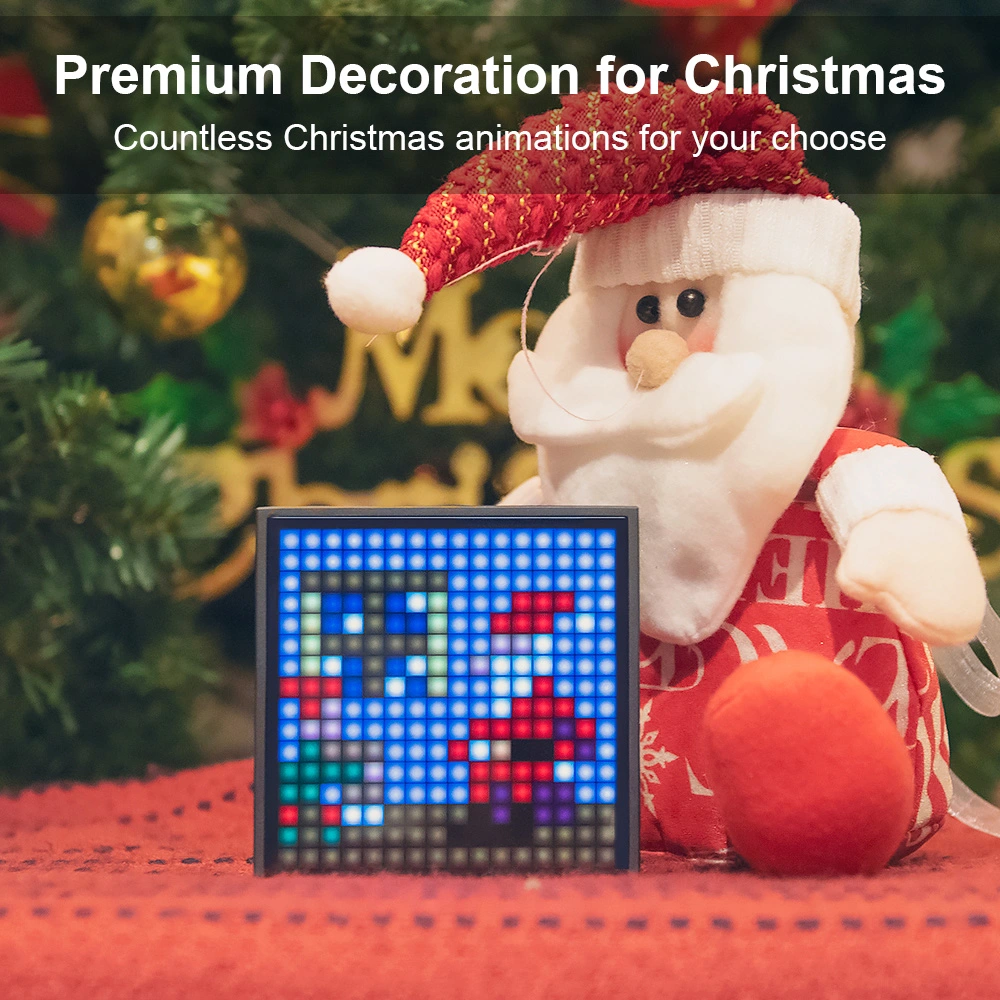 Bluetooth Portable Speaker with Clock Alarm Programmable LED Display for Pixel Art Creation Unique Gift