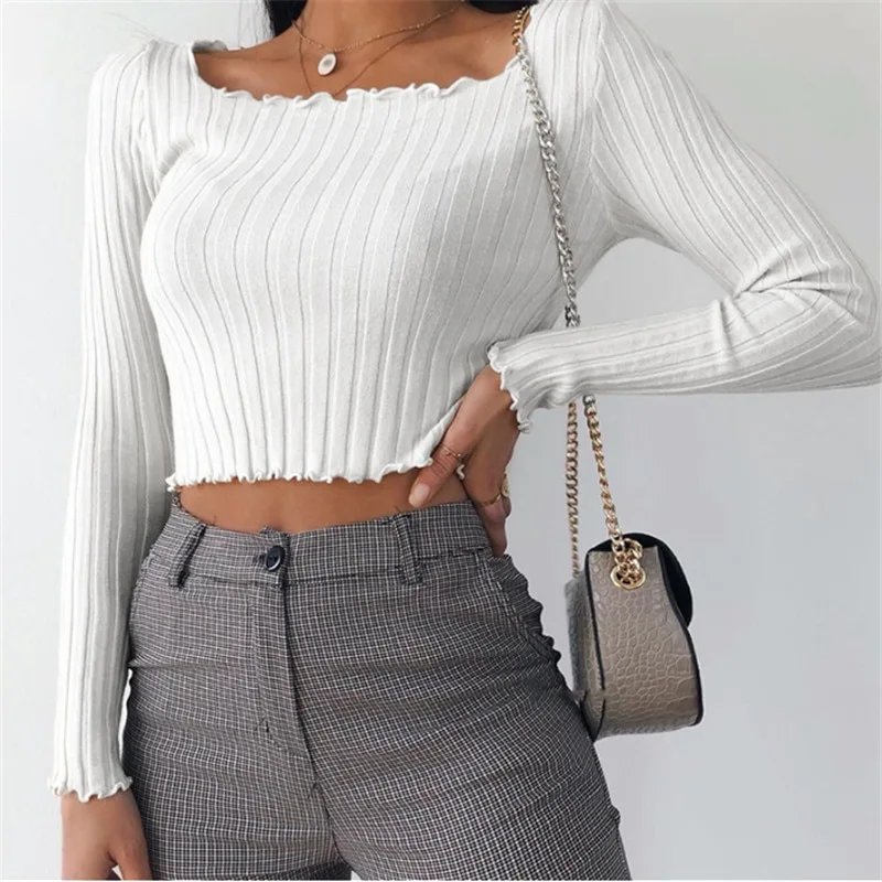 Slim-fit cropped long-sleeved T-shirt