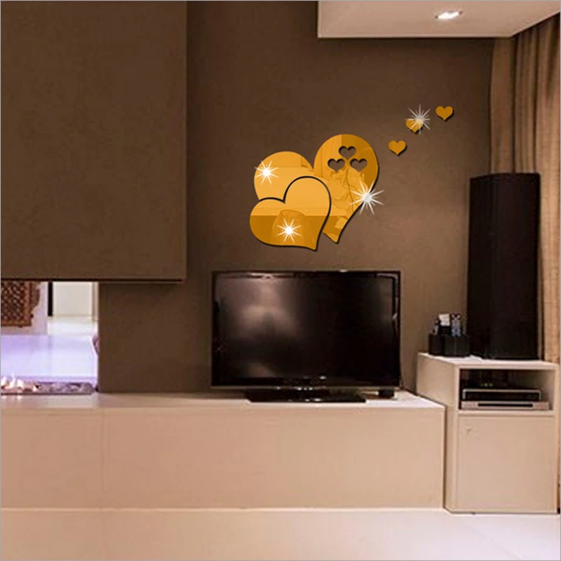 Heart-shaped mirror wall sticker