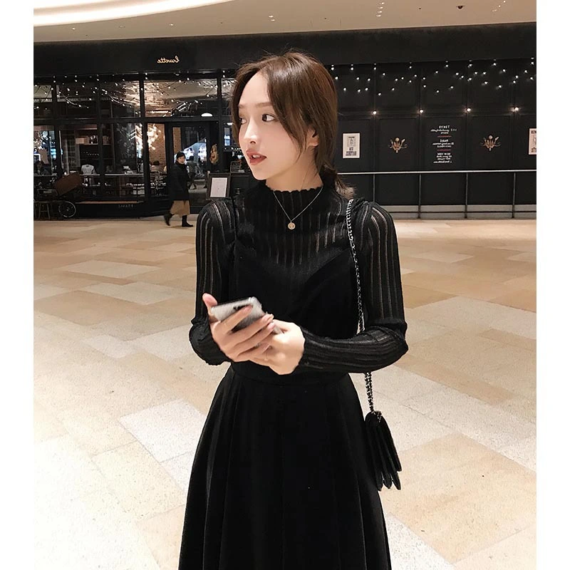 Shanshan Spring 2021 New Light Bright Silk Wool Knitting Pit Bottom Blouse Slim and Slim Underwear Lady