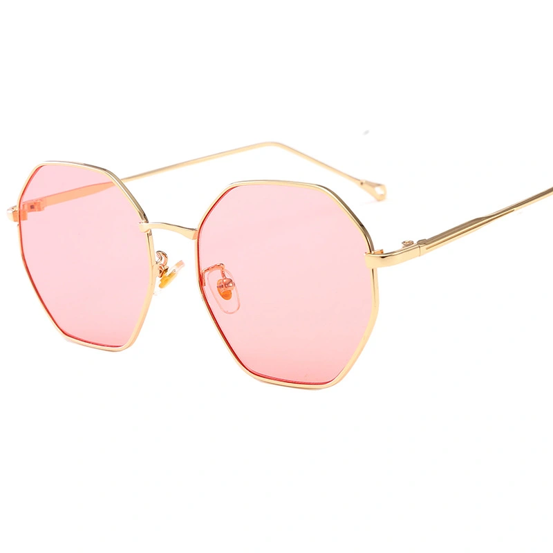 new fashion sunglasses female metal polygonal large box ocean color lens tide sunglasses net red glasses