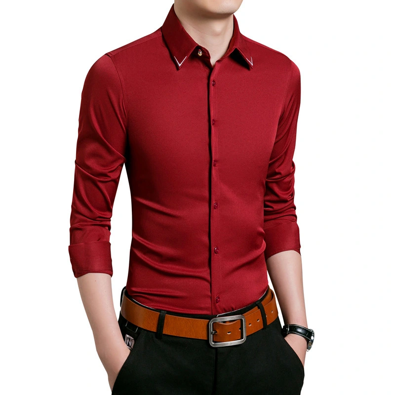 Men's solid color long sleeve shirt