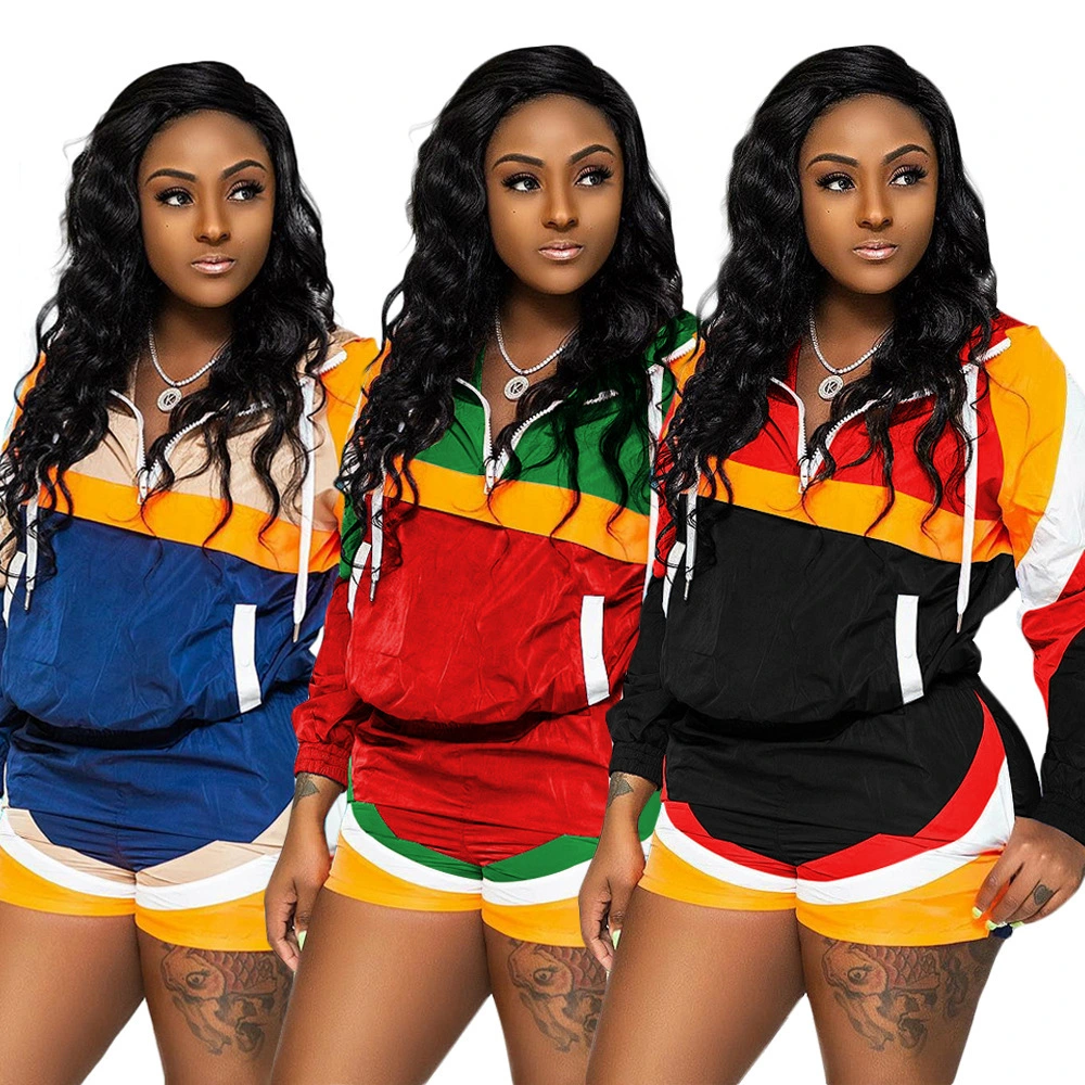 A long-sleeved blazer and shorts track suit
