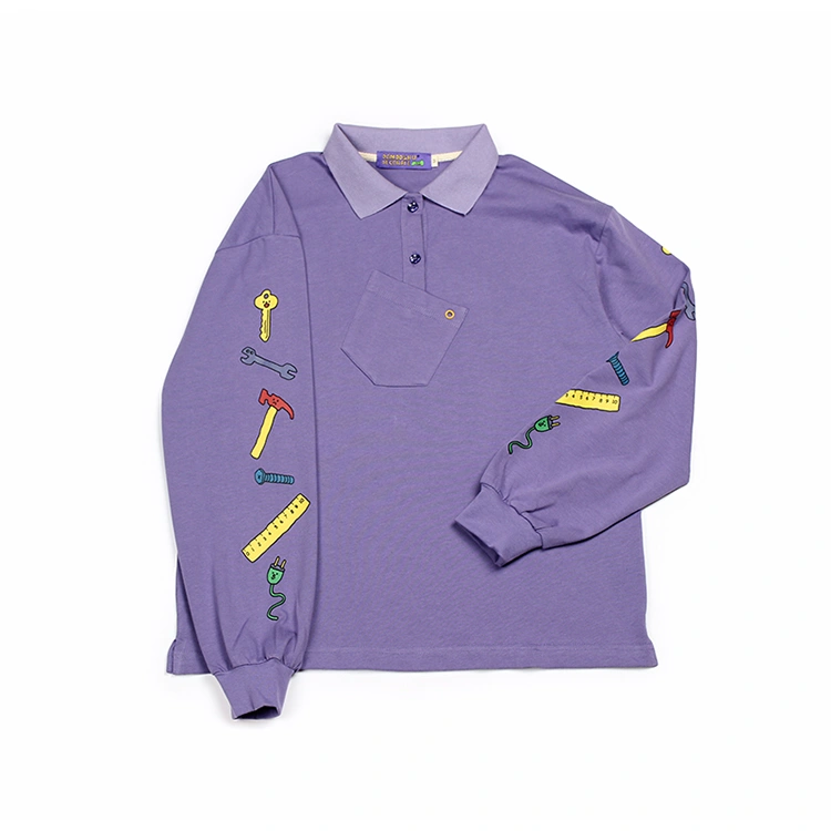 Light purple printed polo shirt