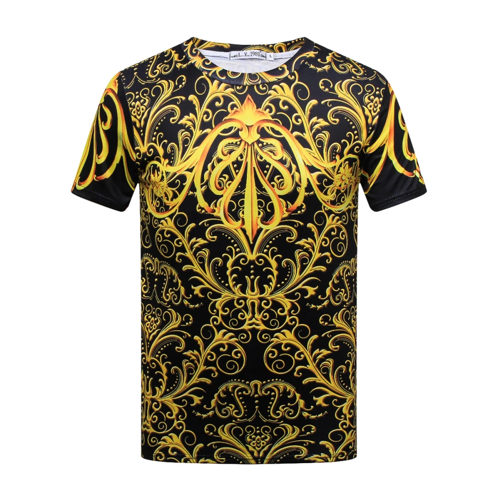 Men's Print 3D Gold Geometric T-Shirt