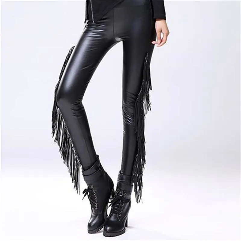 Faux Leather Tassel Leggings Texas Style